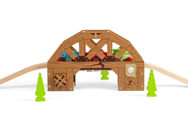 Die Brücke mit Holzgleisen verbinden